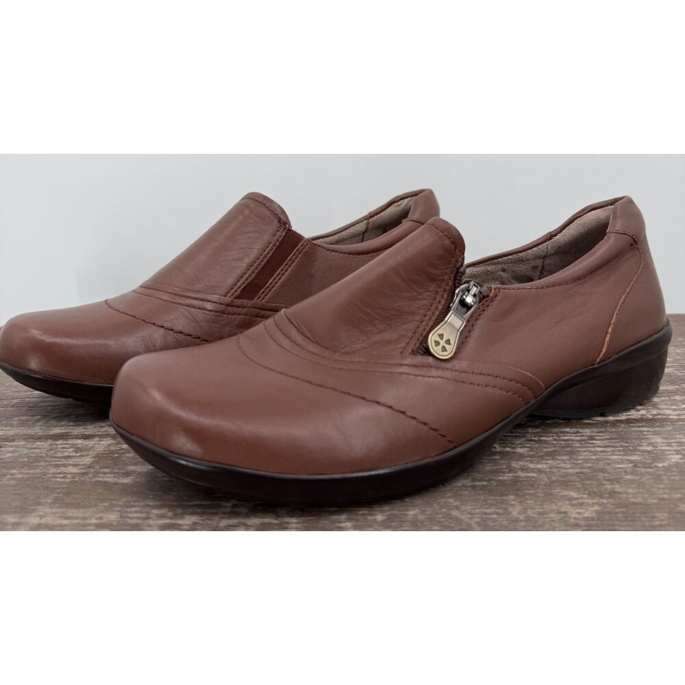 Naturalizer Clarissa Leather Flats Clogs Coffee Bean Brown Women 7.5W